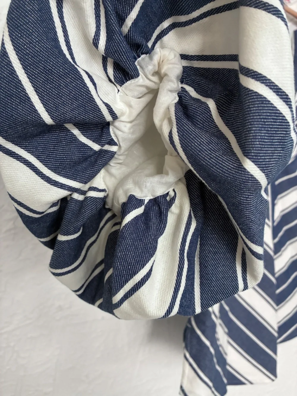 Kate Spade Blue & White Striped Popover Blouse Size Large